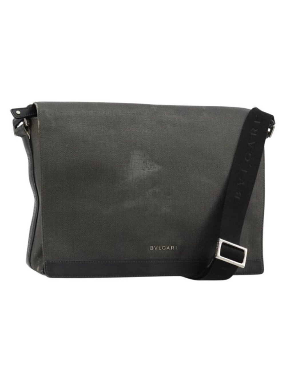 Authentic BVLGARI Shoulder Bag PVC Canvas Black